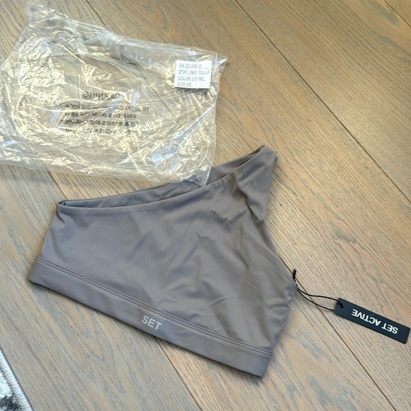 NWT Set Active Sportbody One Shoulder Bra in Stone in XS - Picture 1 of 1